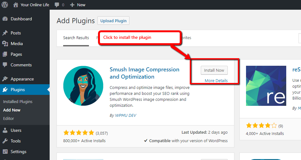 Smush plugin as a plugin in WordPress
