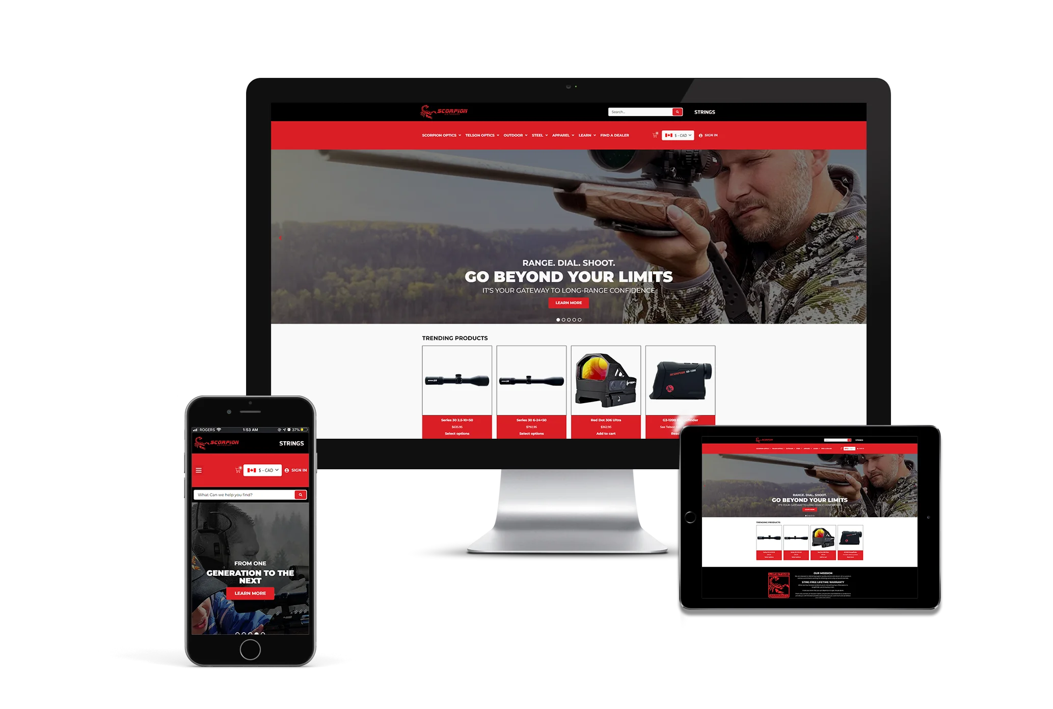 Scorpion Outdoors ecommerce website design, Shopify to WooCommerce migration